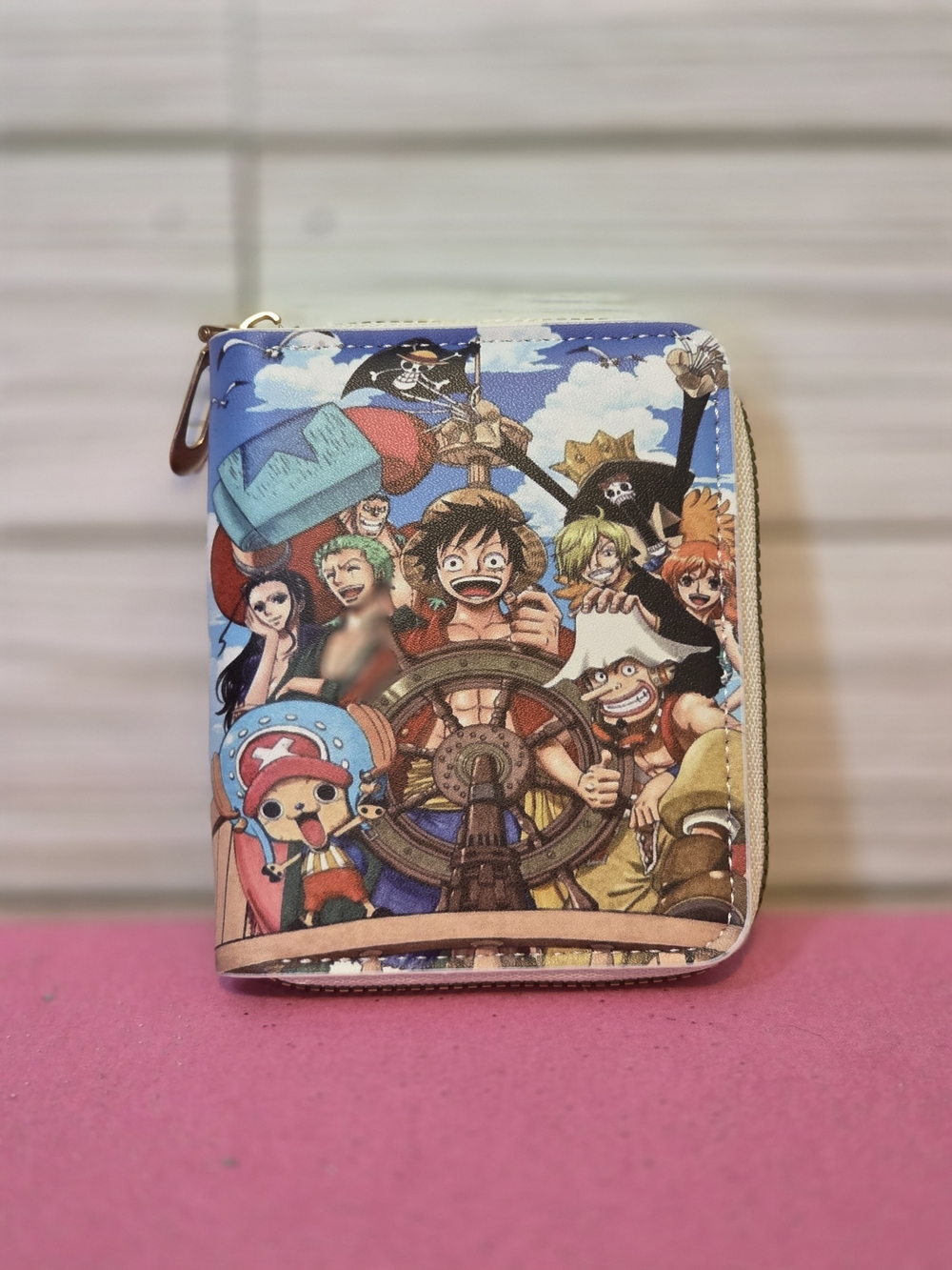 One Piece Anime Character Graphic Print Zip-Around Wallet Multicolor